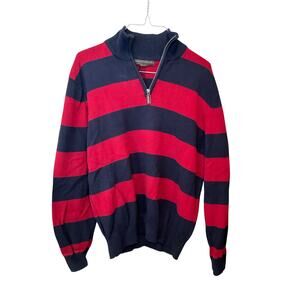 Sebastian Cooper Stripped Sweater Cotton Cashmere Blend‎ Pullover Red/Black Sz L